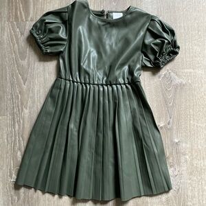 Zara leather army green dress, light worn. Perfect for fall